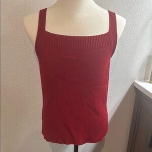 Jones New York Fitted Ribbed Red Tank Top
